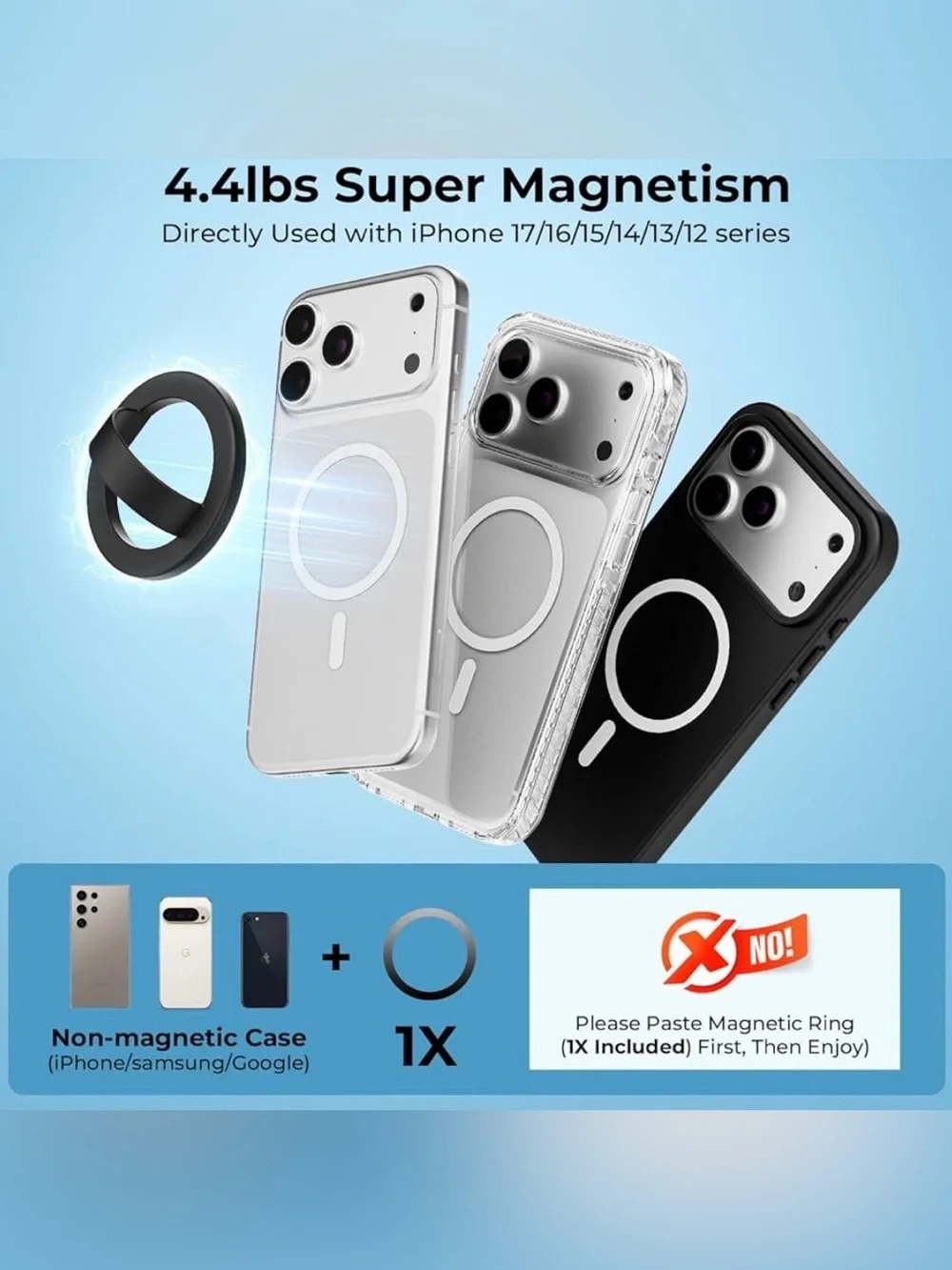 💞 New White Silicone Magnetic Ring Cell Phone Grip